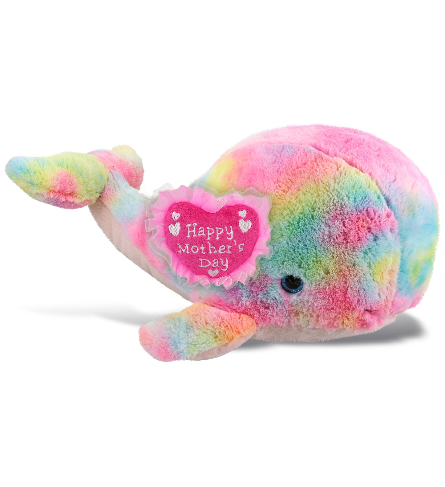 PLUSH MOTHERS DAY HEART - SUPER-SOFT PLUSH - RAINBOW WHALE XL 15"
