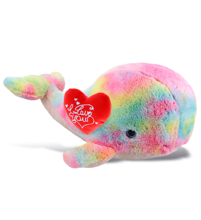 PLUSH I LOVE YOU RED HEART - SUPER-SOFT PLUSH - RAINBOW WHALE XL 15"