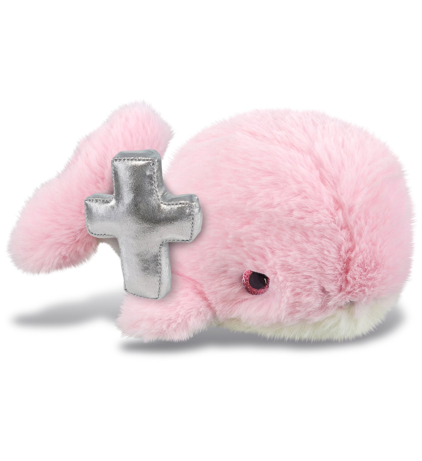 PLUSH CROSS - SUPER-SOFT PLUSH - PINK WHALE SMALL 7"