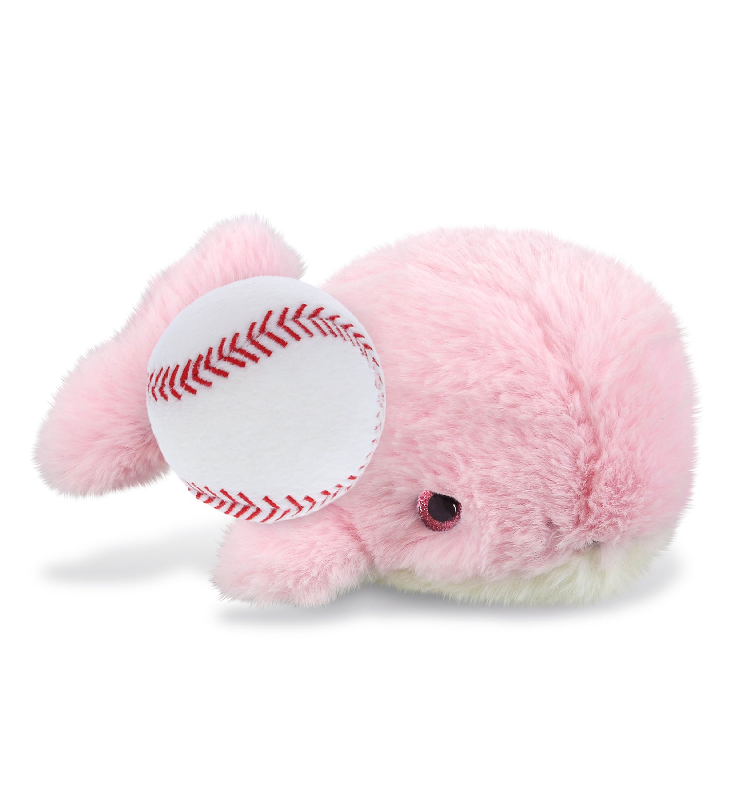 PLUSH BASEBALL - SUPER-SOFT PLUSH - PINK WHALE SMALL 7"