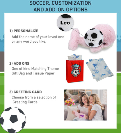 SUPER-SOFT PLUSH - PINK WHALE SMALL 7" WITH SOCCER PLUSH