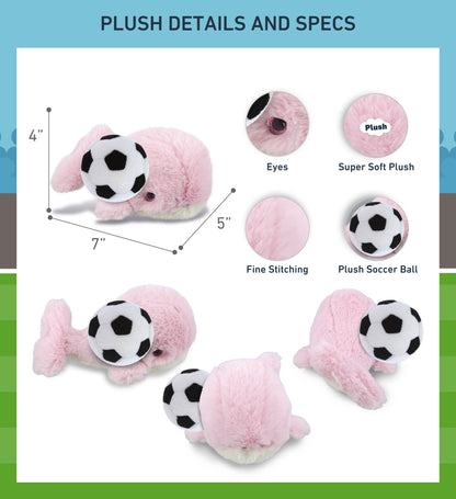 SUPER-SOFT PLUSH - PINK WHALE SMALL 7" WITH SOCCER PLUSH