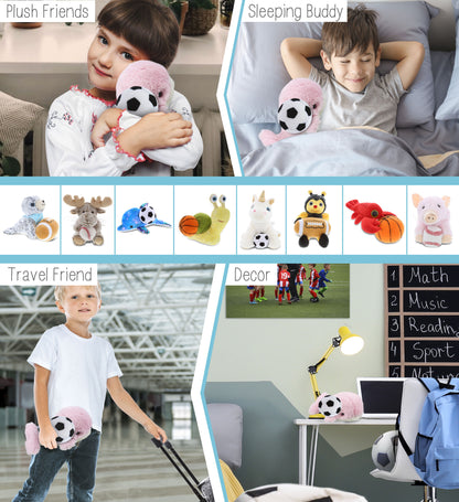 SUPER-SOFT PLUSH - PINK WHALE SMALL 7" WITH SOCCER PLUSH