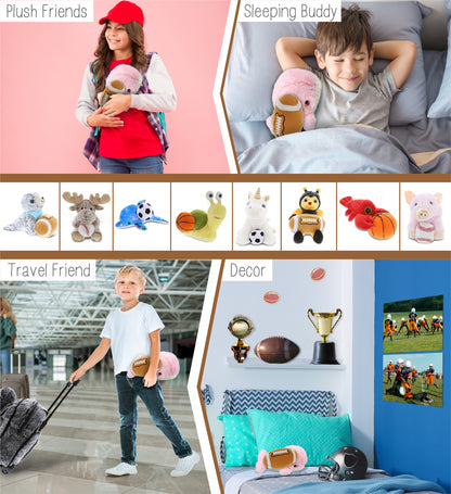 SUPER-SOFT PLUSH - PINK WHALE SMALL 7" WITH FOOTBALL PLUSH