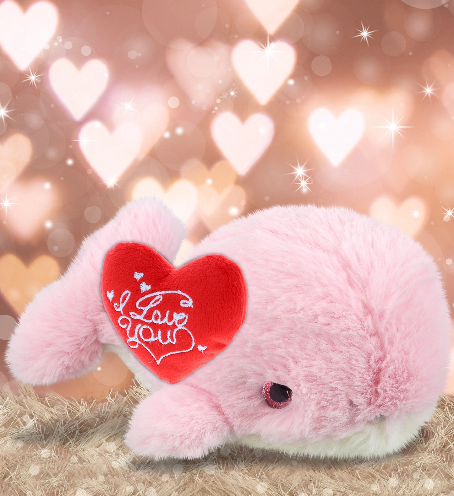 PLUSH I LOVE YOU RED HEART - SUPER-SOFT PLUSH - PINK WHALE SMALL 7"