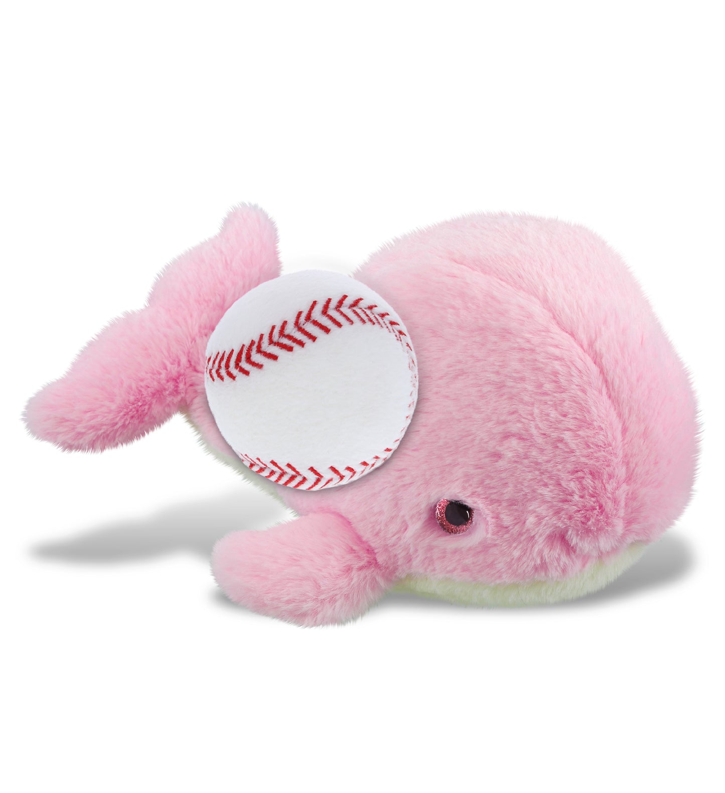 PLUSH BASEBALL - SUPER-SOFT PLUSH - PINK WHALE LARGE 13"