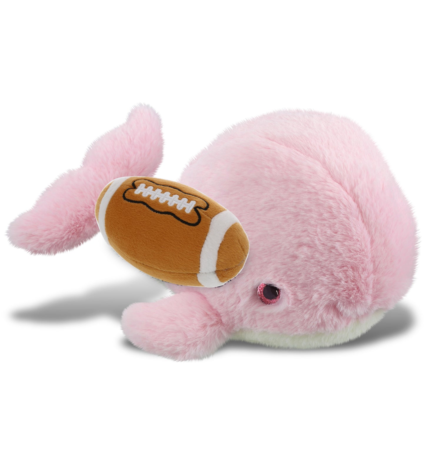 SUPER-SOFT PLUSH - PINK WHALE LARGE 13" WITH FOOTBALL PLUSH