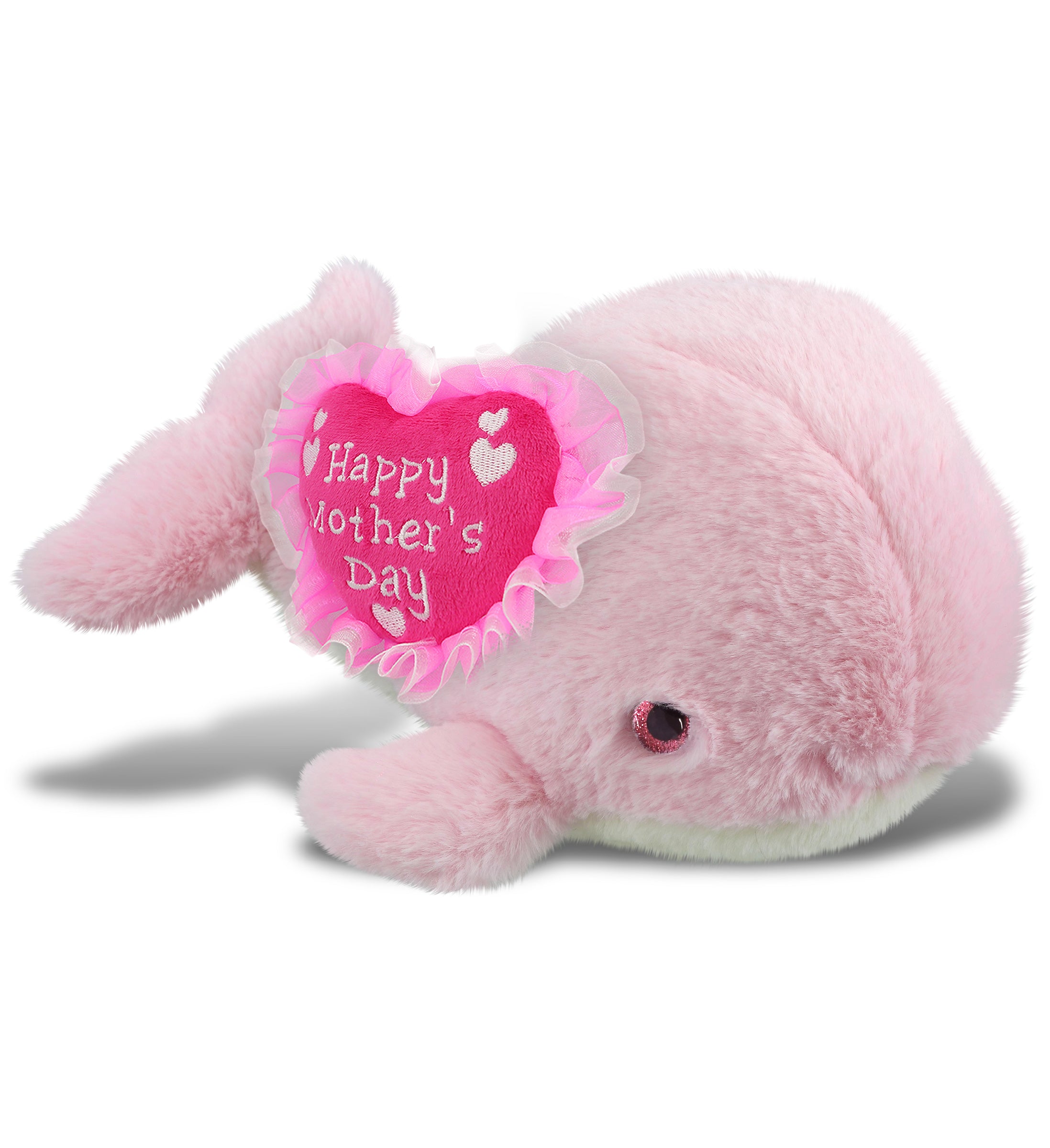 PLUSH MOTHERS DAY HEART - SUPER-SOFT PLUSH - PINK WHALE LARGE 13"