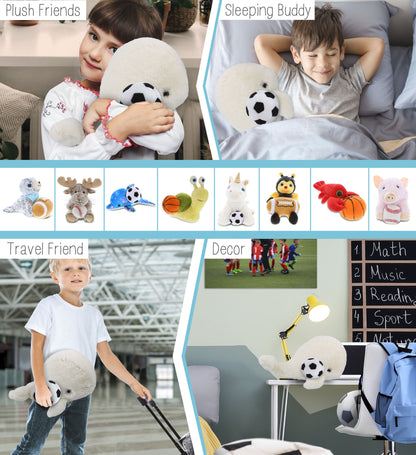 SUPER-SOFT PLUSH - WHITE WHALE LARGE 13" WITH SOCCER PLUSH