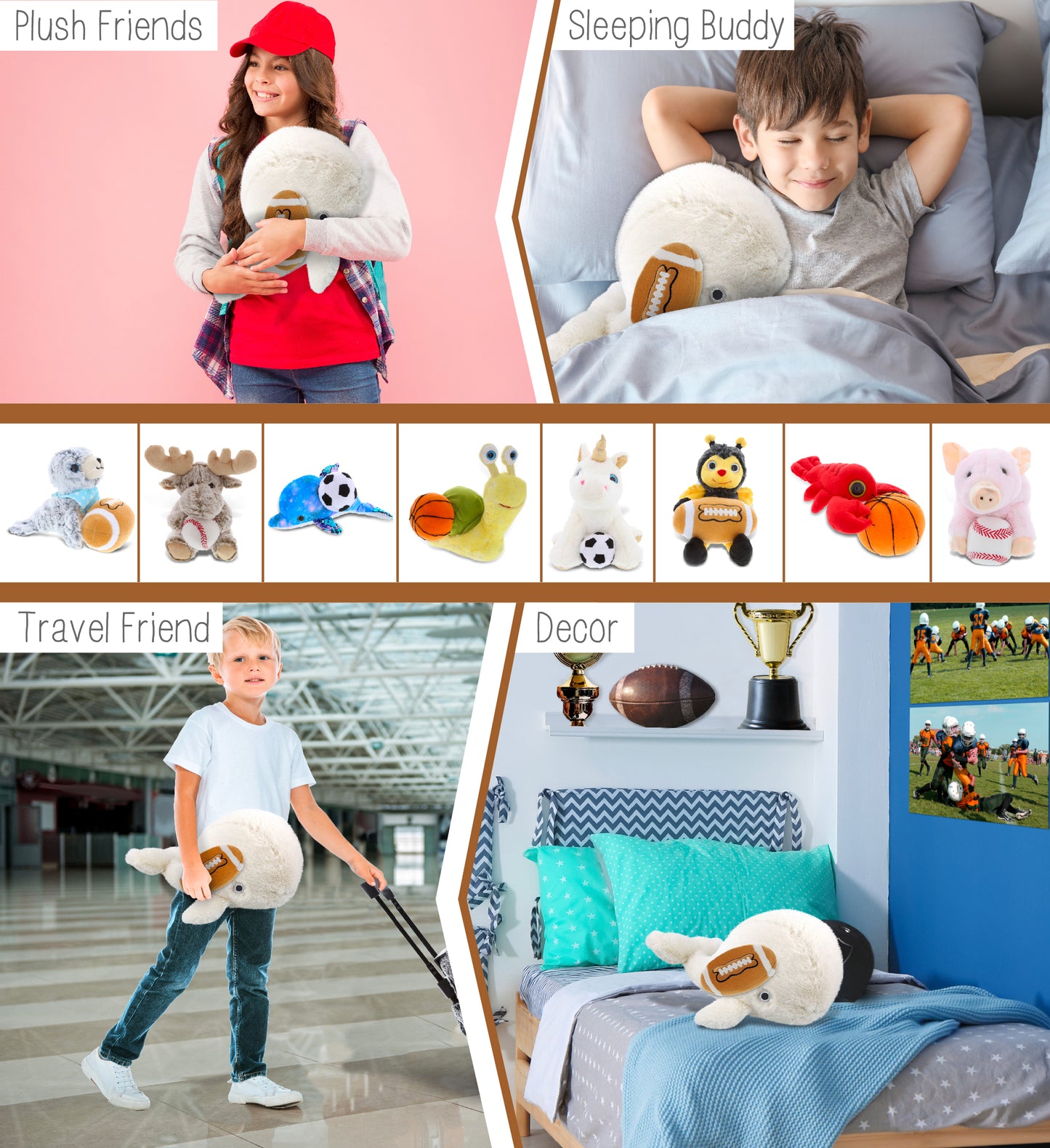 SUPER-SOFT PLUSH - WHITE WHALE LARGE 13" WITH FOOTBALL PLUSH