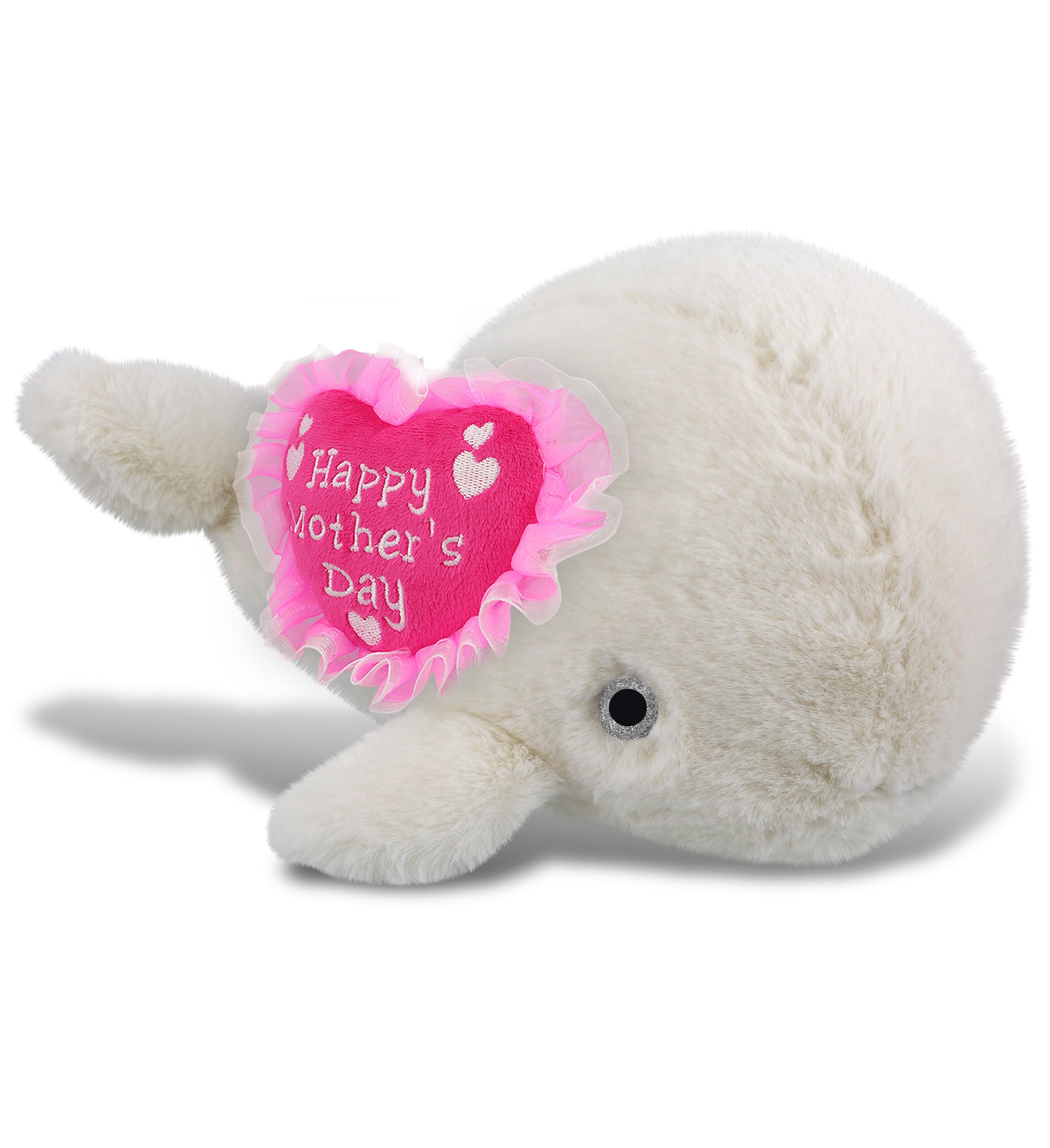 PLUSH MOTHERS DAY HEART - SUPER-SOFT PLUSH - WHITE WHALE LARGE 13"