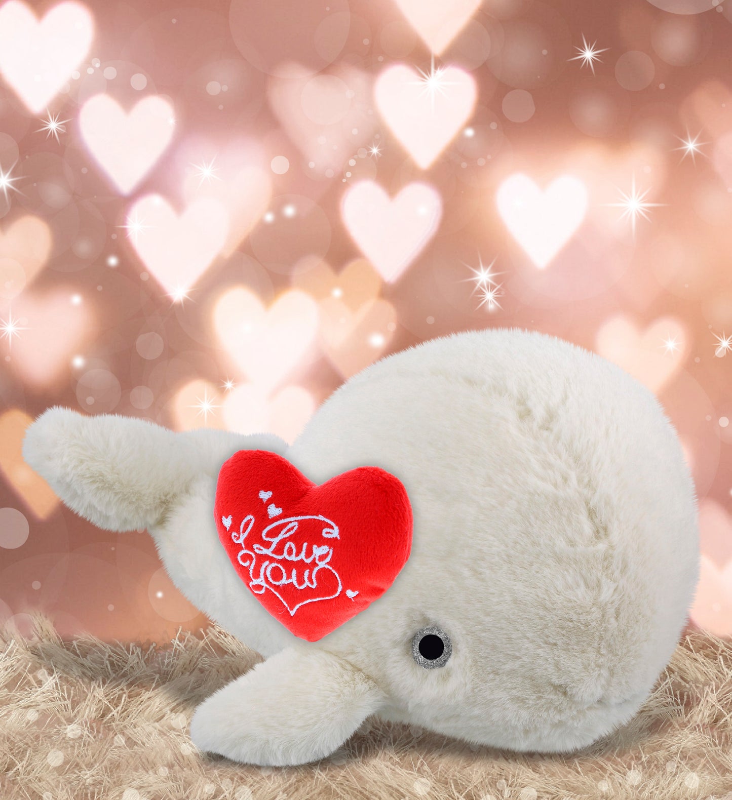 PLUSH I LOVE YOU RED HEART - SUPER-SOFT PLUSH - WHITE WHALE LARGE 13"