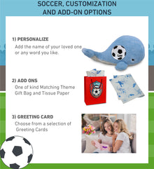 SUPER-SOFT PLUSH - BLUE WHALE LARGE 13" WITH SOCCER PLUSH