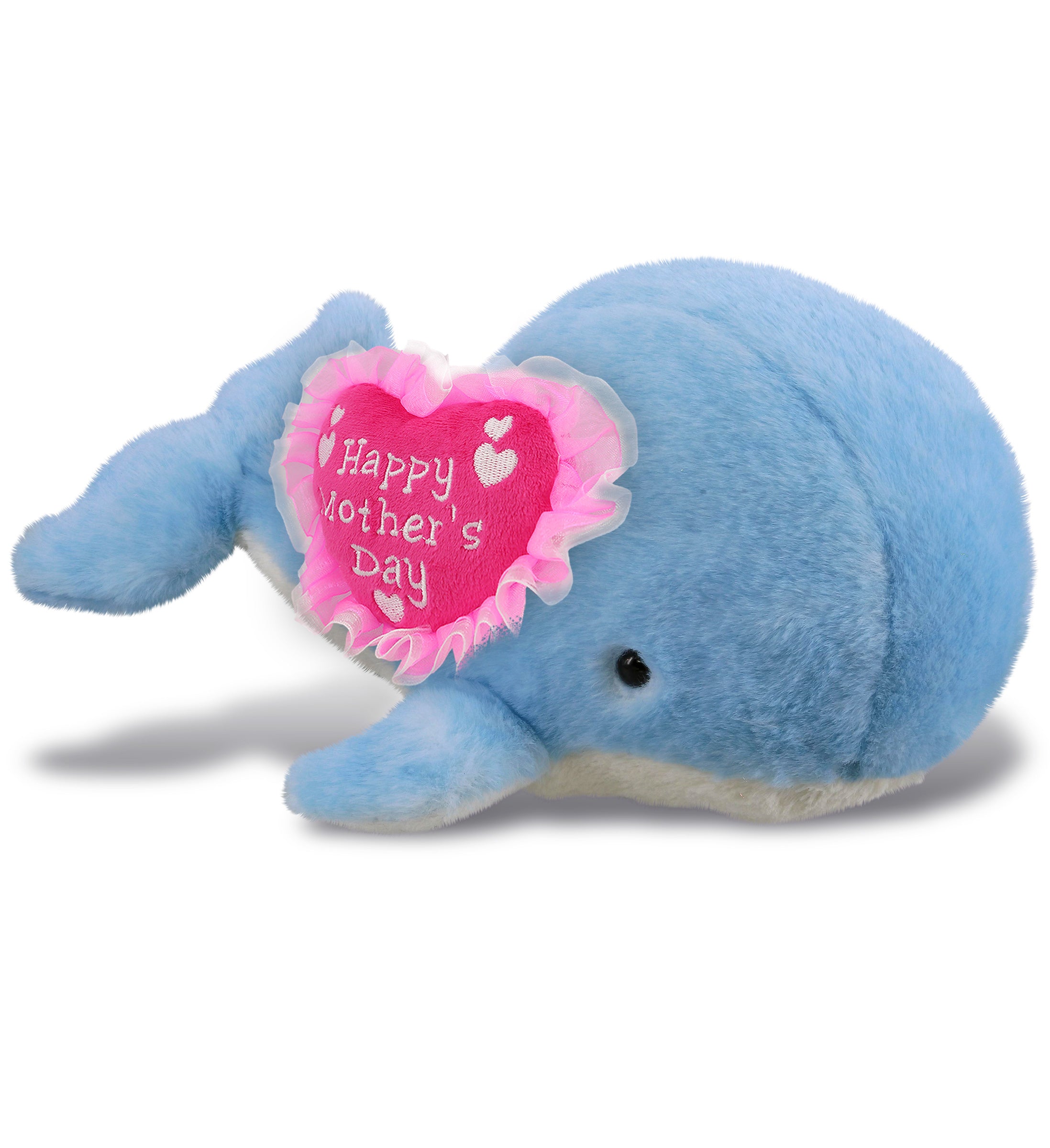 PLUSH MOTHERS DAY HEART - SUPER-SOFT PLUSH - BLUE WHALE LARGE 13"