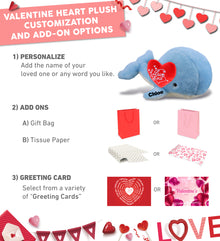 PLUSH I LOVE YOU RED HEART - SUPER-SOFT PLUSH - BLUE WHALE LARGE 13"