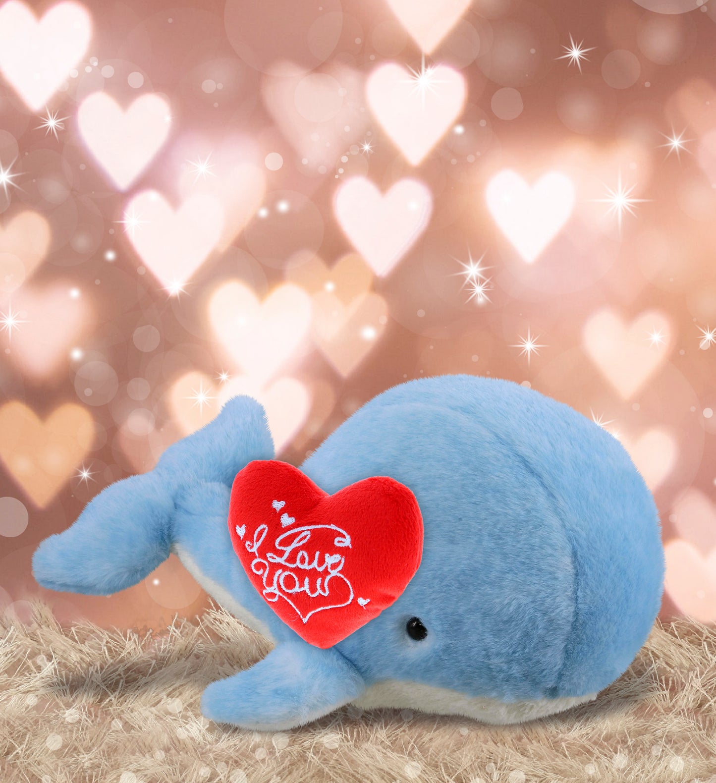 PLUSH I LOVE YOU RED HEART - SUPER-SOFT PLUSH - BLUE WHALE LARGE 13"