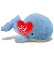 PLUSH I LOVE YOU RED HEART - SUPER-SOFT PLUSH - BLUE WHALE LARGE 13"