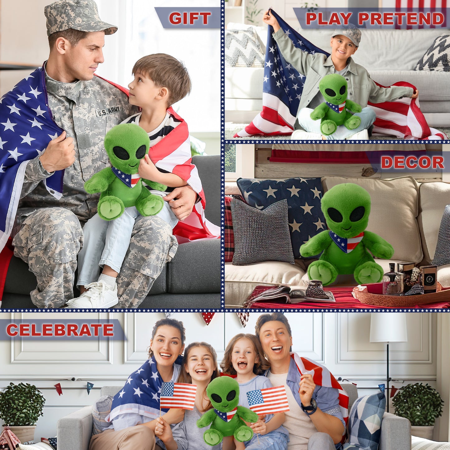 SUPER-SOFT PLUSH - ALIEN 11" WITH USA BANDANA