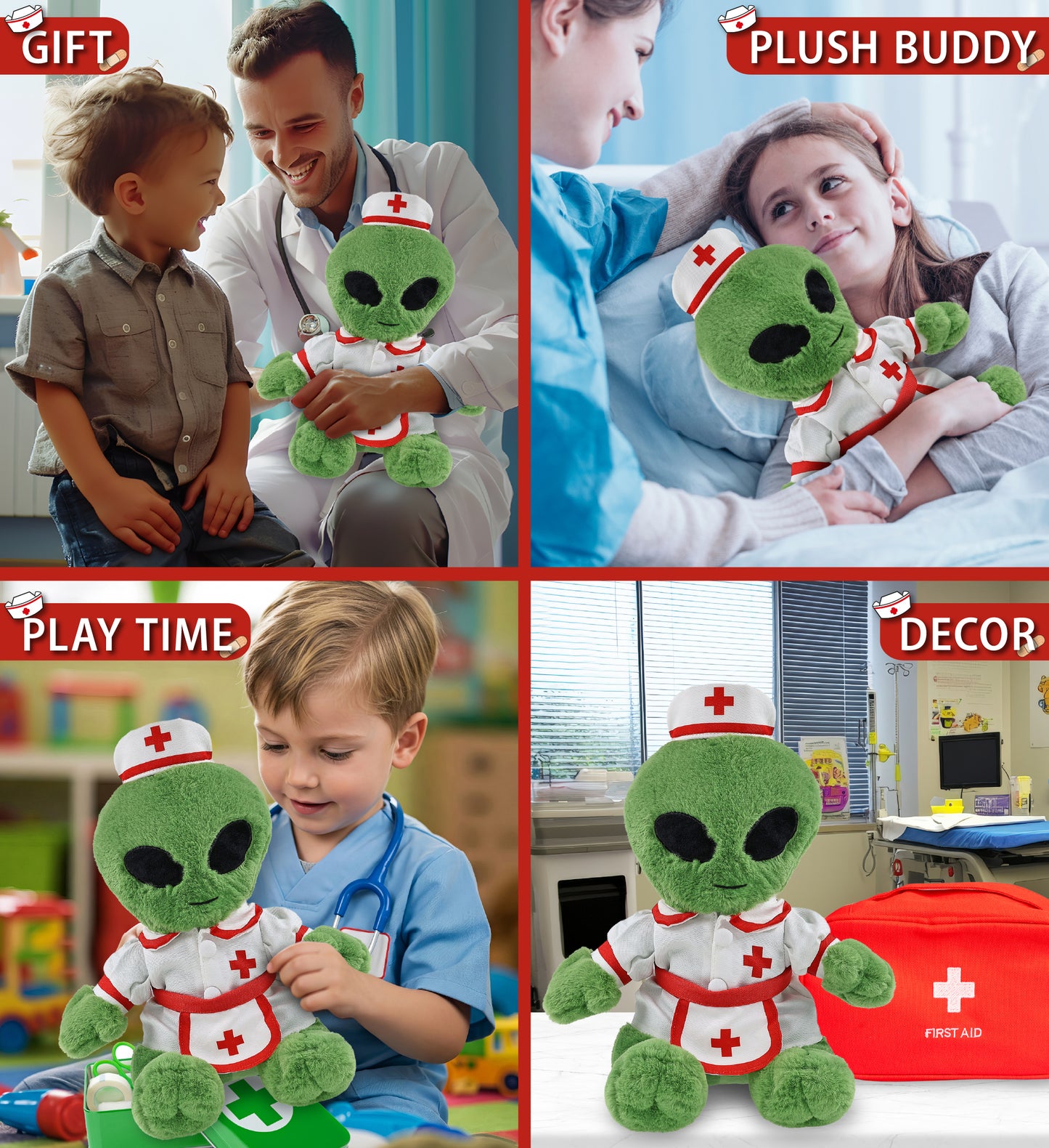 SUPER-SOFT PLUSH - ALIEN 11" With NURSE Dress-Up