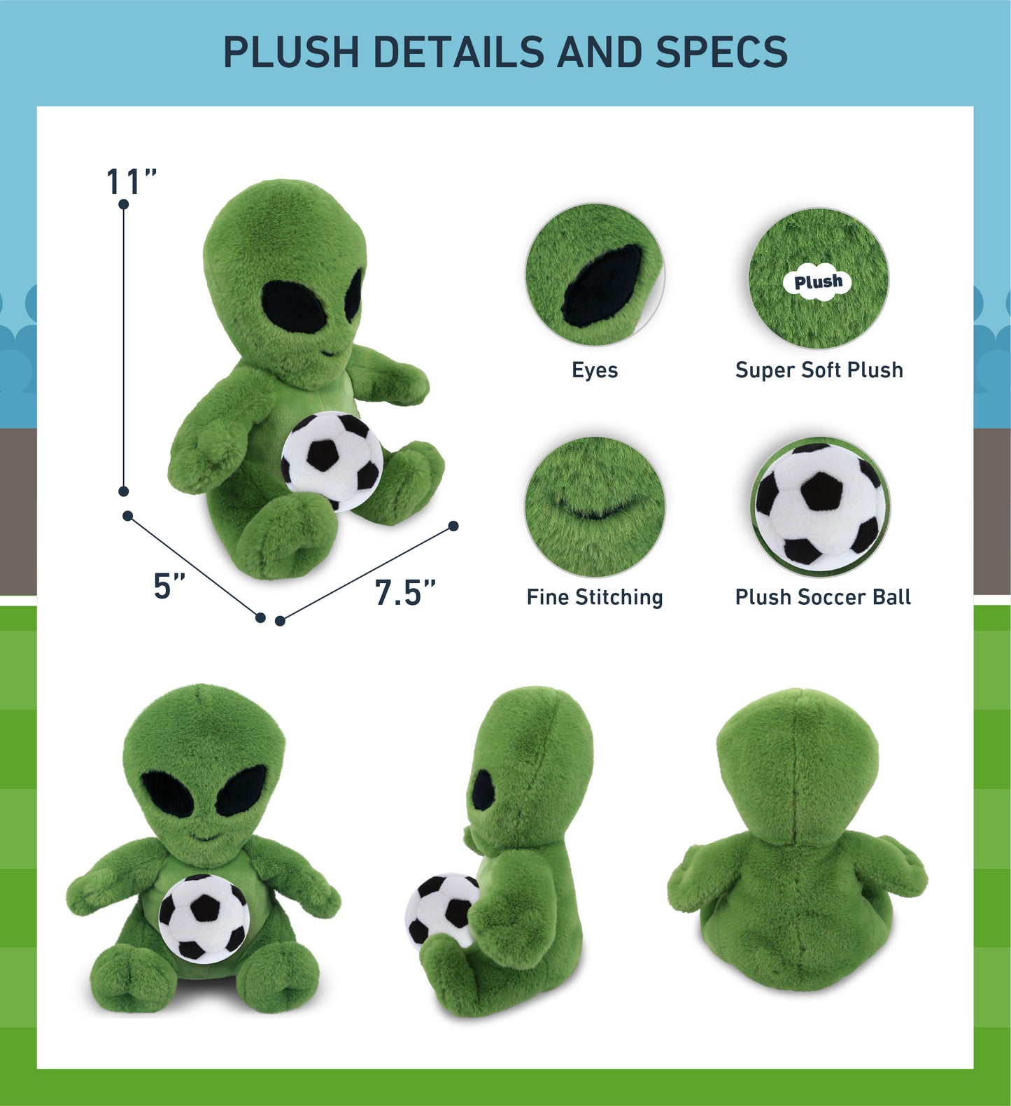 SUPER-SOFT PLUSH - ALIEN 11" WITH SOCCER PLUSH