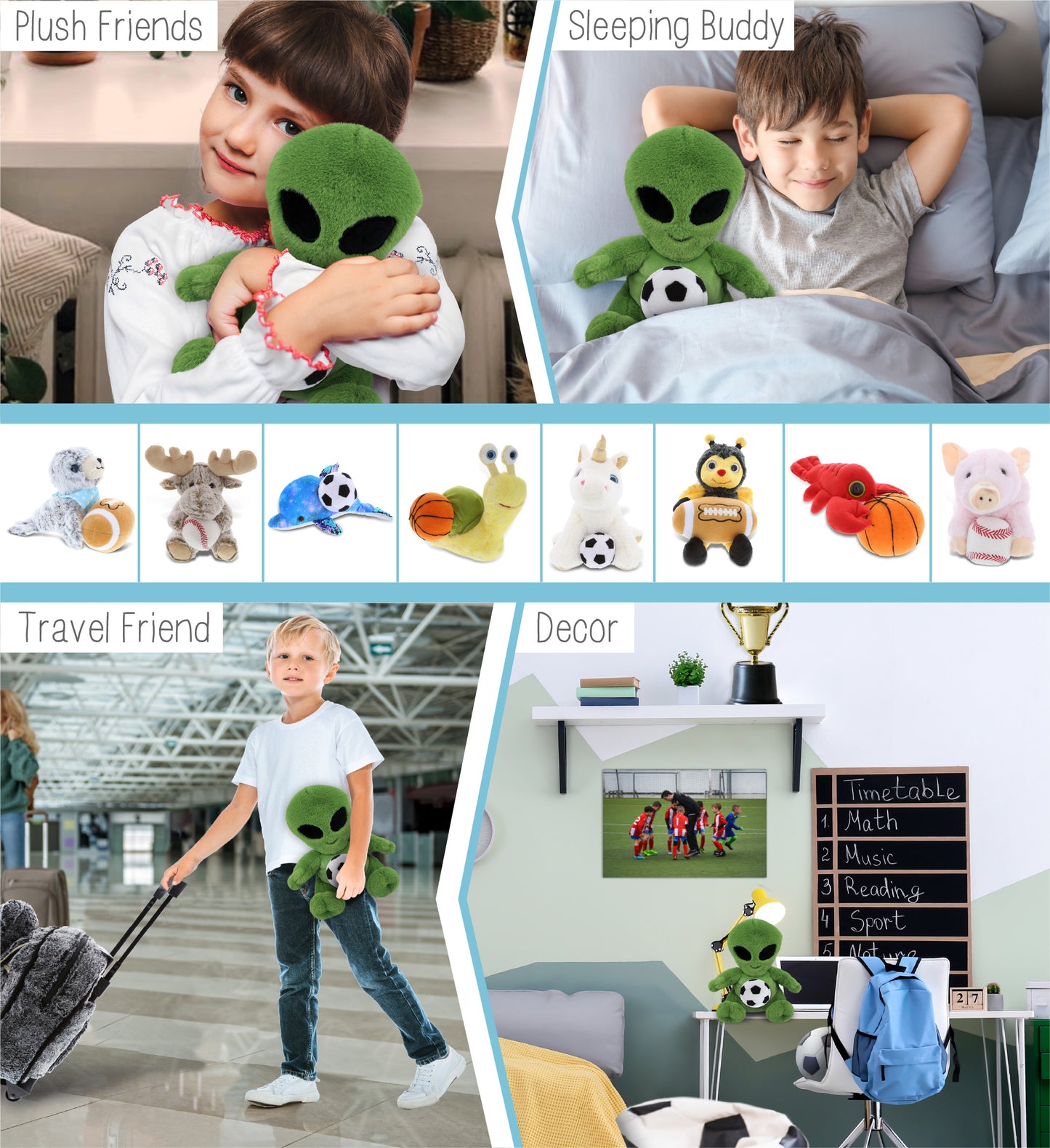 SUPER-SOFT PLUSH - ALIEN 11" WITH SOCCER PLUSH