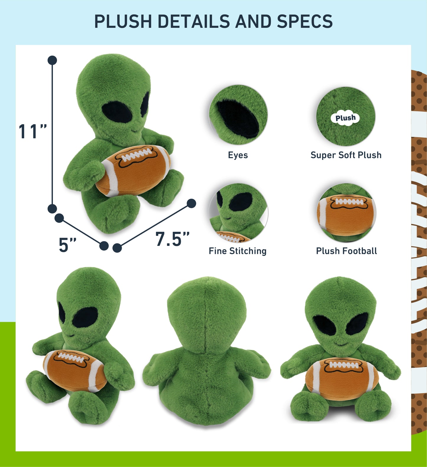 SUPER-SOFT PLUSH - ALIEN 11" WITH FOOTBALL PLUSH