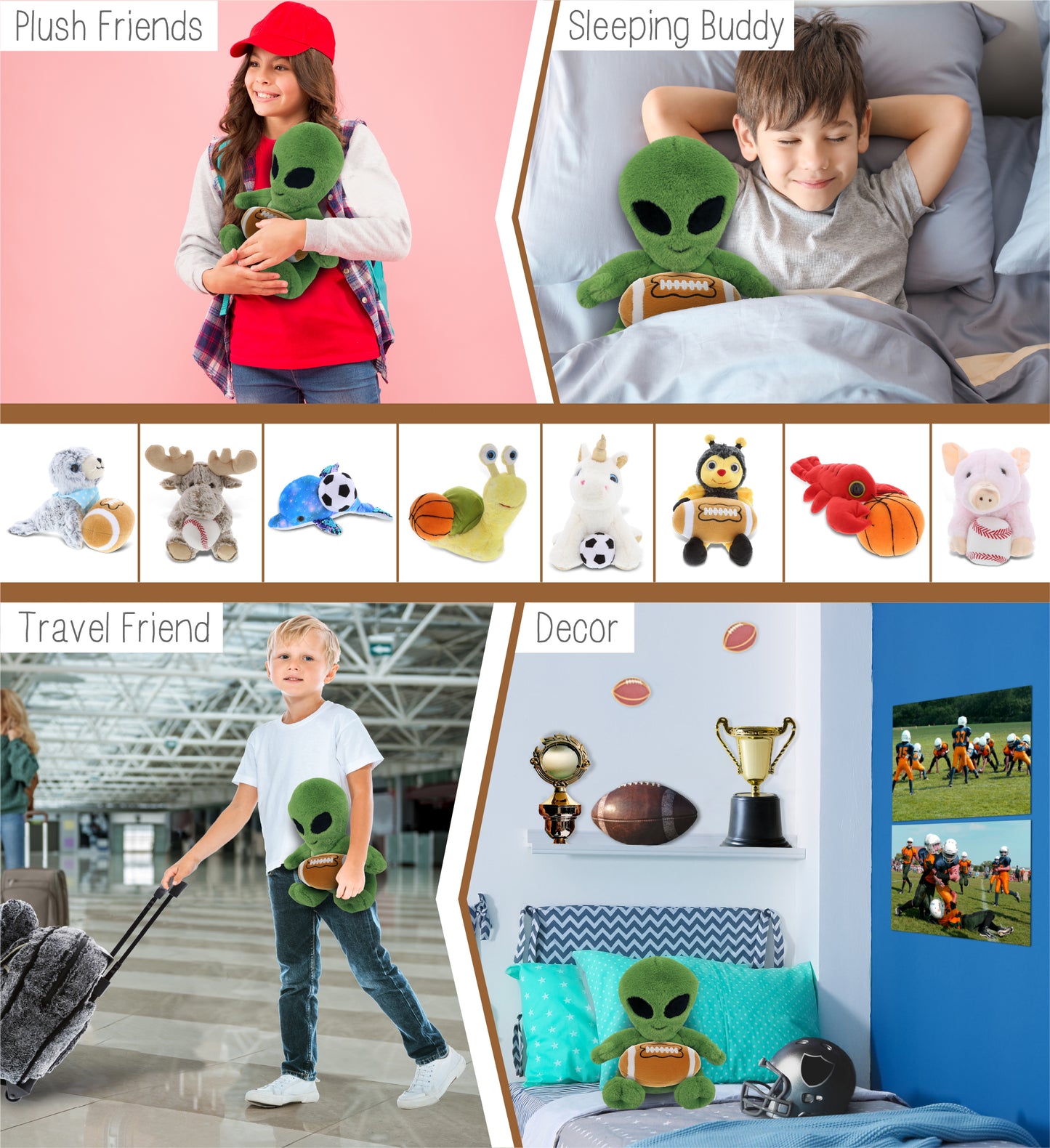 SUPER-SOFT PLUSH - ALIEN 11" WITH FOOTBALL PLUSH