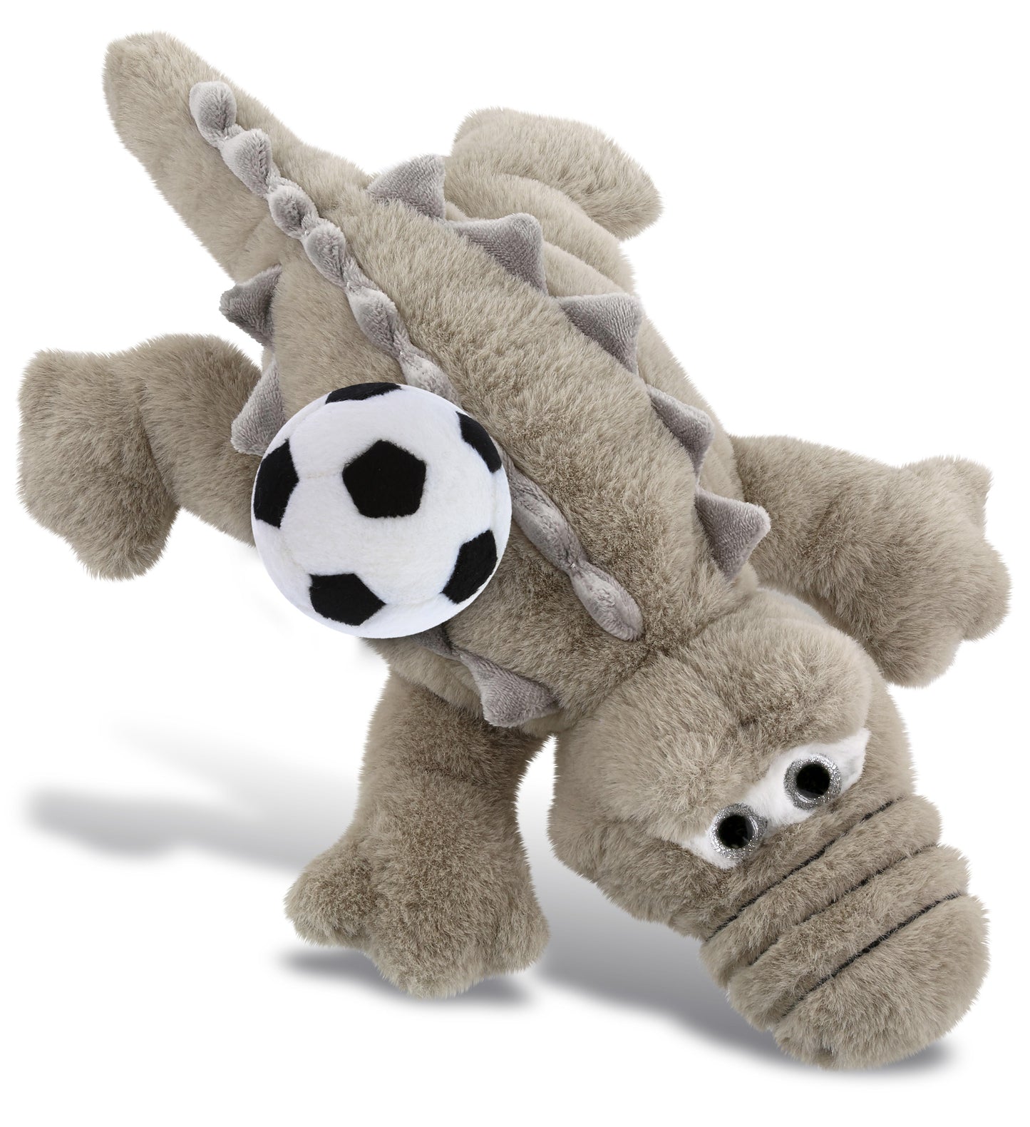 SUPER-SOFT PLUSH - GREY ALLIGATOR SMALL 14" WITH SOCCER PLUSH