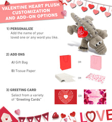 PLUSH I LOVE YOU RED HEART - SUPER-SOFT PLUSH - GREY ALLIGATOR SMALL 14"