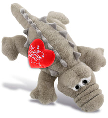 PLUSH I LOVE YOU RED HEART - SUPER-SOFT PLUSH - GREY ALLIGATOR SMALL 14"