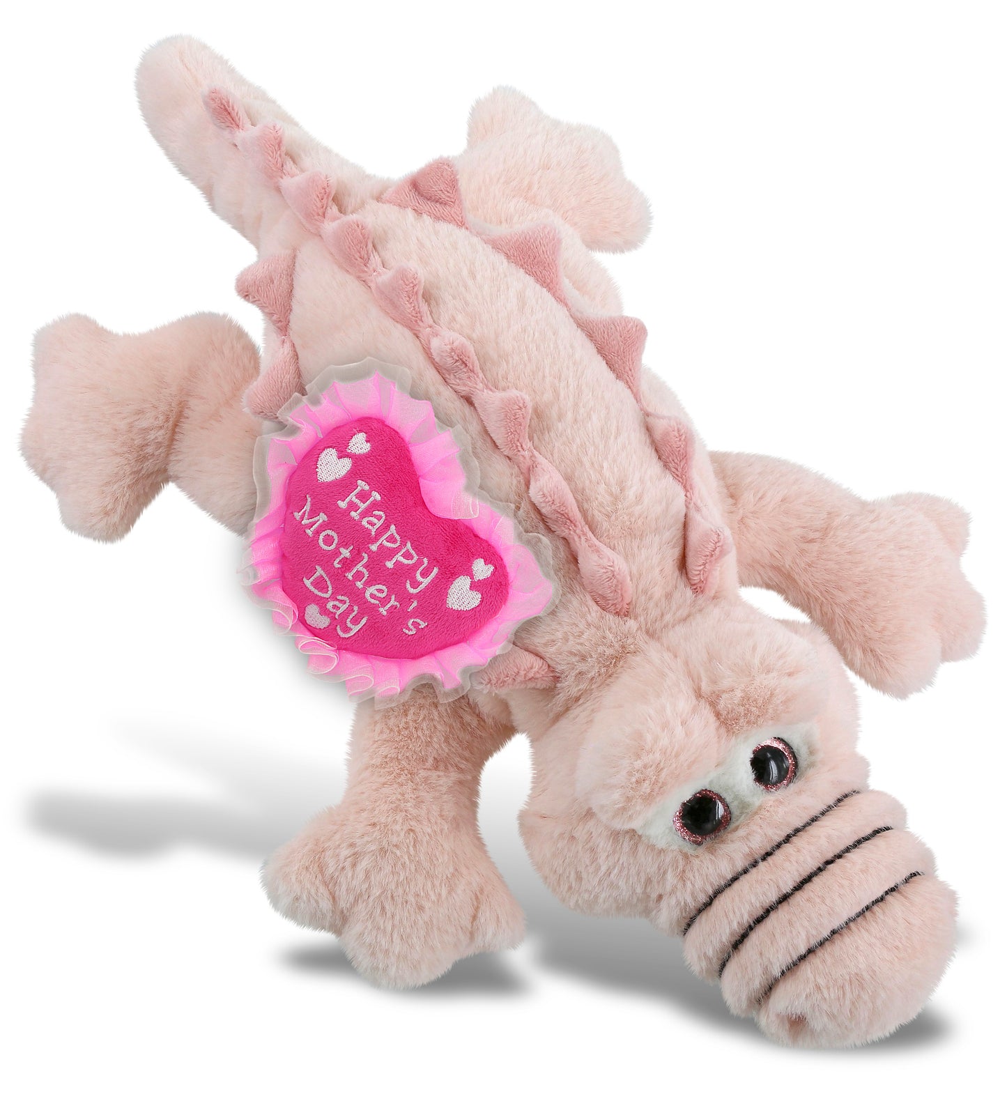 PLUSH MOTHERS DAY HEART - SUPER-SOFT PLUSH - PINK ALLIGATOR SMALL 14"
