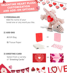 PLUSH I LOVE YOU RED HEART - SUPER-SOFT PLUSH - PINK ALLIGATOR SMALL 14"