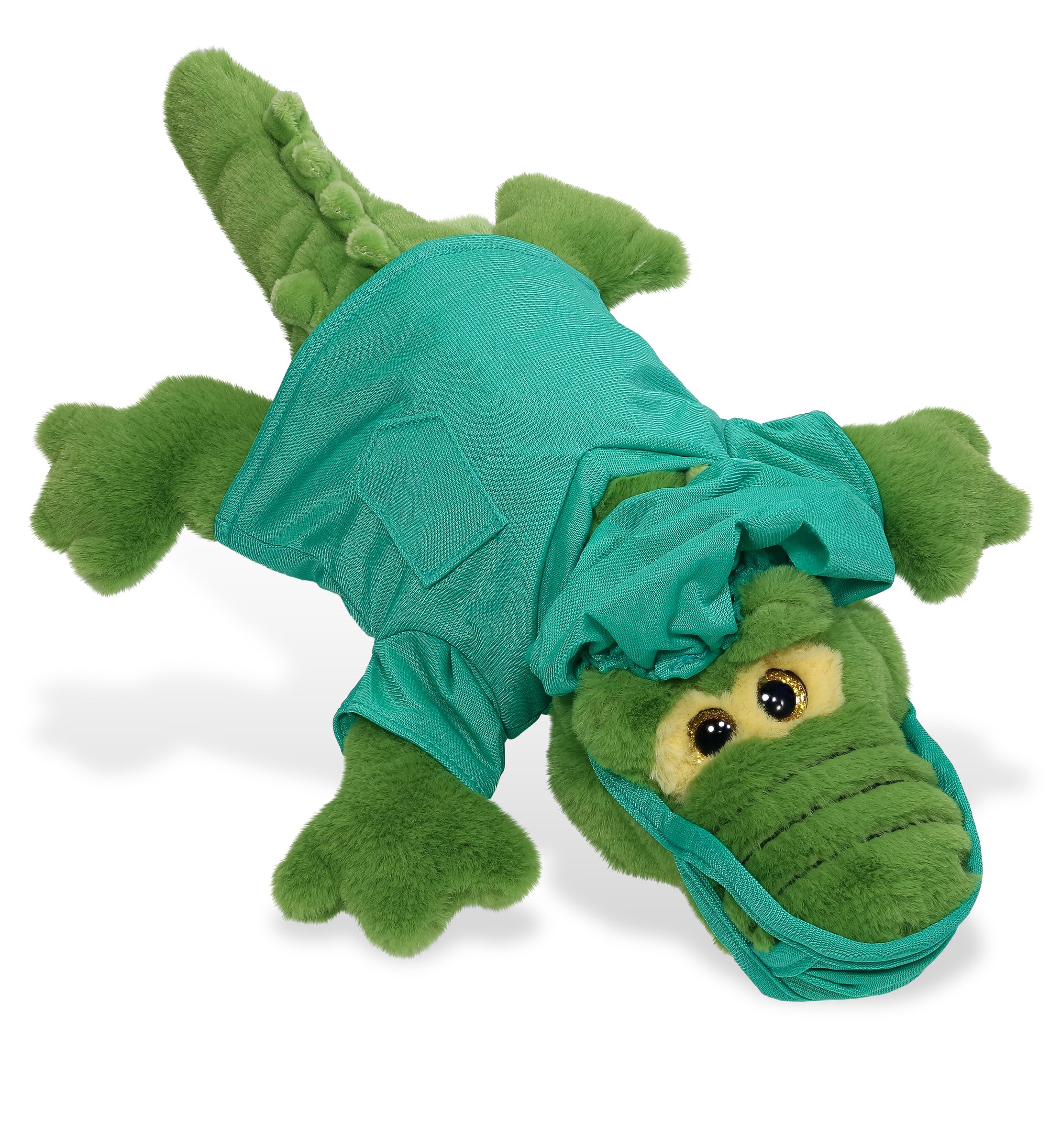 PLUSH DOCTOR - SUPER-SOFT PLUSH - GREEN ALLIGATOR SMALL 14"