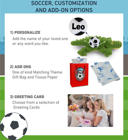 SUPER-SOFT PLUSH - GREEN ALLIGATOR SMALL 14" WITH SOCCER PLUSH