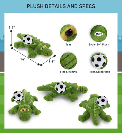 SUPER-SOFT PLUSH - GREEN ALLIGATOR SMALL 14" WITH SOCCER PLUSH