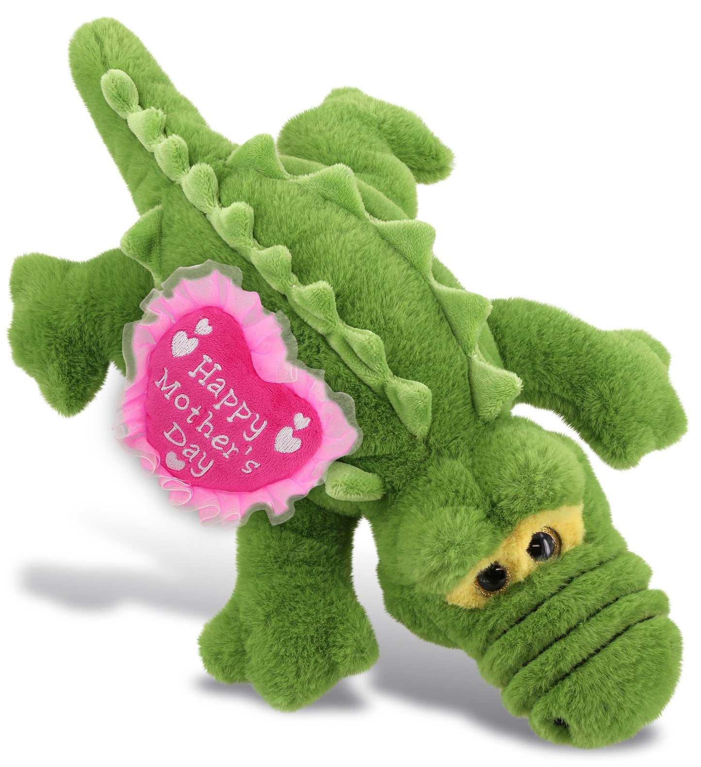 PLUSH MOTHERS DAY HEART - SUPER-SOFT PLUSH - GREEN ALLIGATOR SMALL 14"