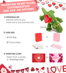 PLUSH I LOVE YOU RED HEART - SUPER-SOFT PLUSH - GREEN ALLIGATOR SMALL 14"