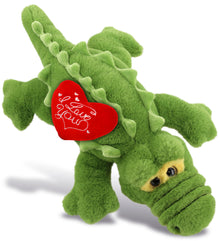 PLUSH I LOVE YOU RED HEART - SUPER-SOFT PLUSH - GREEN ALLIGATOR SMALL 14"