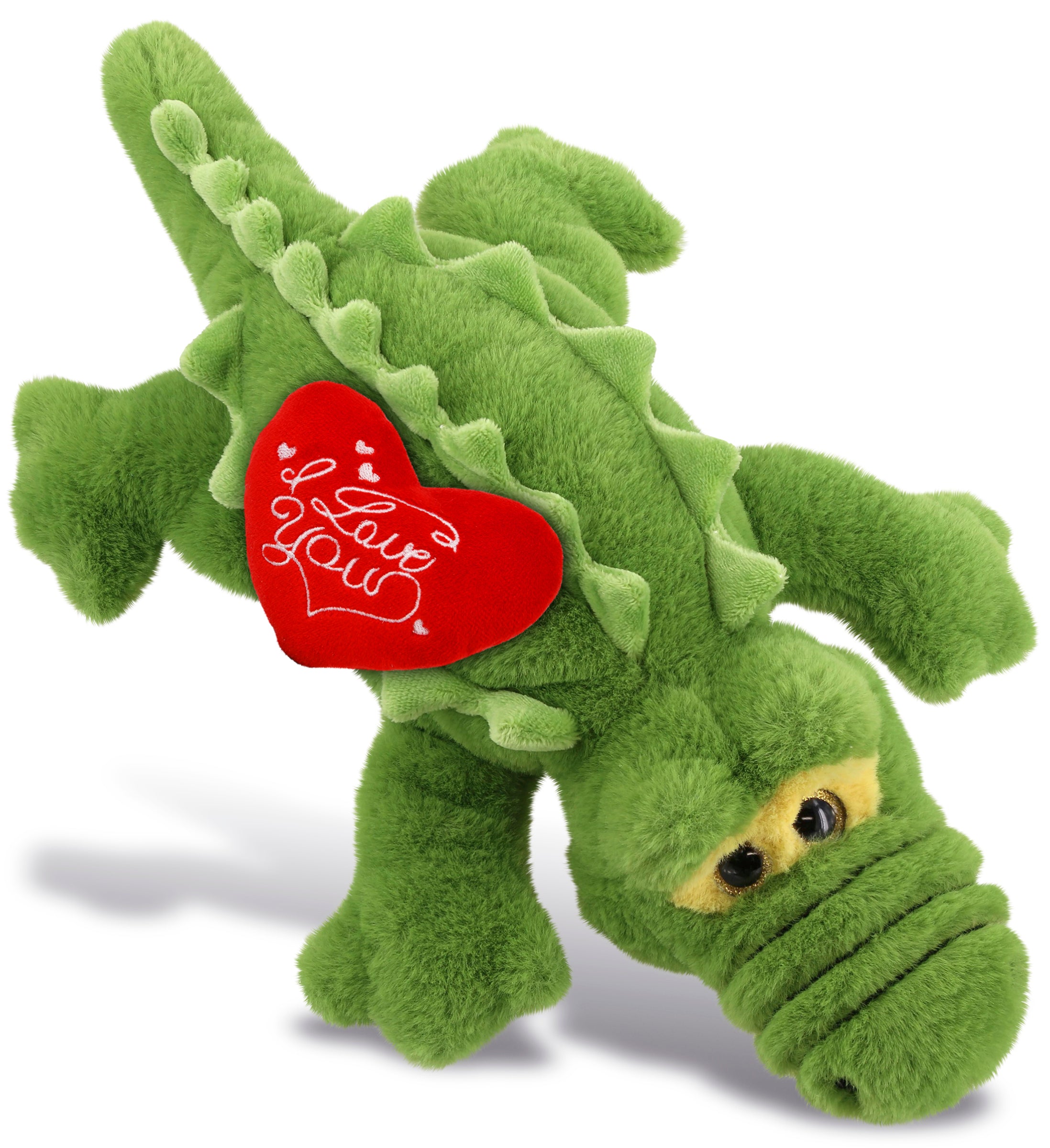 PLUSH I LOVE YOU RED HEART - SUPER-SOFT PLUSH - GREEN ALLIGATOR SMALL 14"