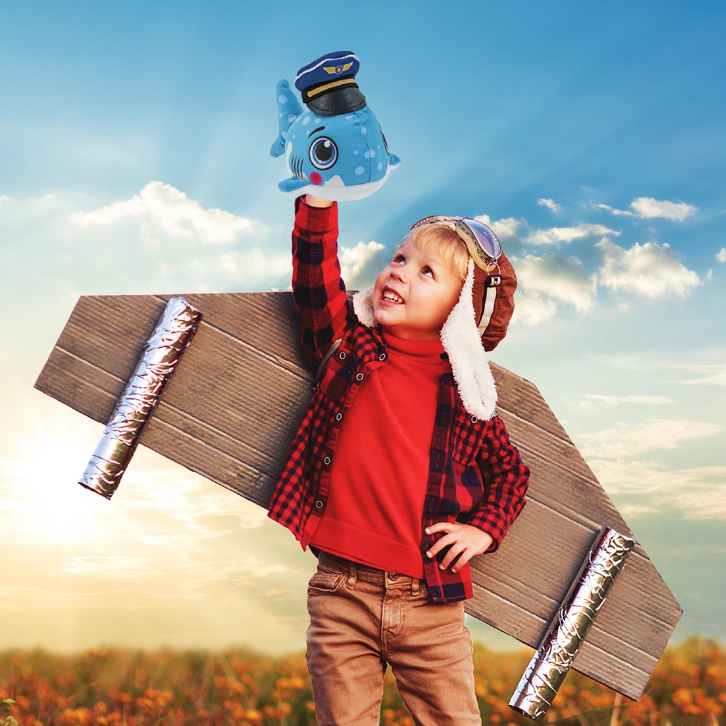 PLUSH BUDDIES - SHARK WITH PILOT DRESS UP