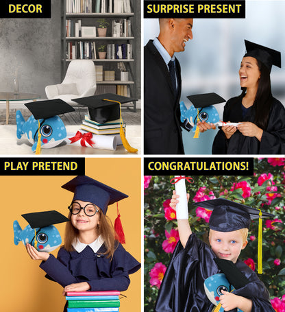 DolliBu Plush Buddies Shark Graduation Toy with Cap with Tassel - 6 Inches