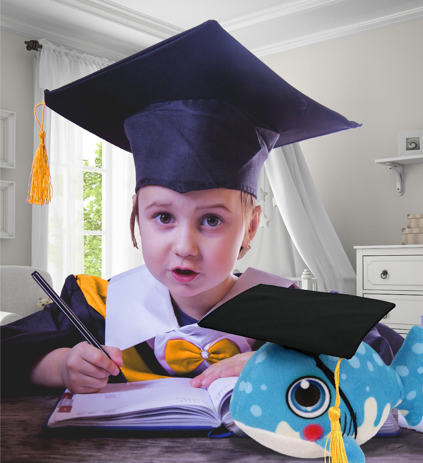 DolliBu Plush Buddies Shark Graduation Toy with Cap with Tassel - 6 Inches