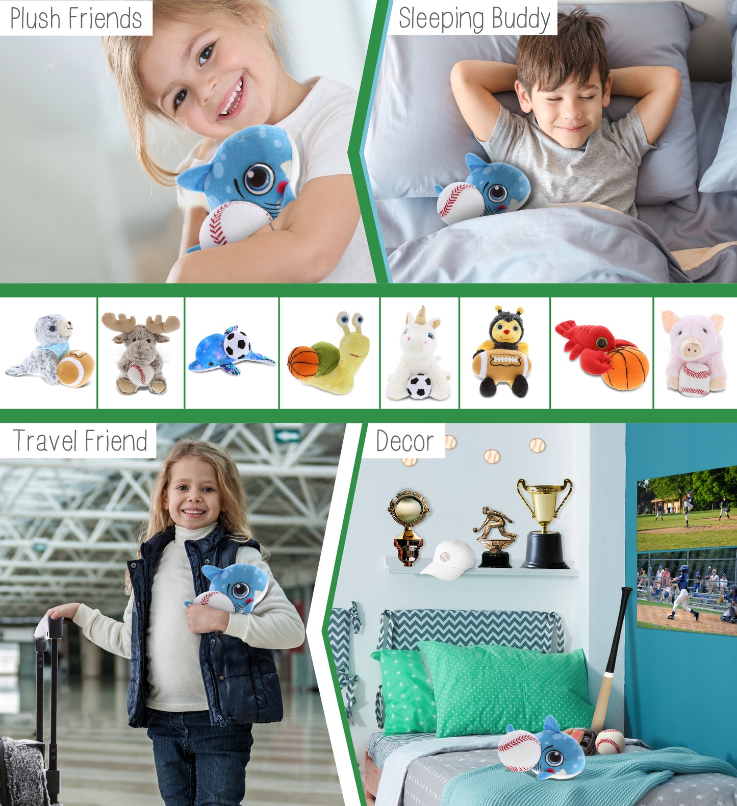 PLUSH BUDDIES - SHARK WITH BASEBALL PLUSH