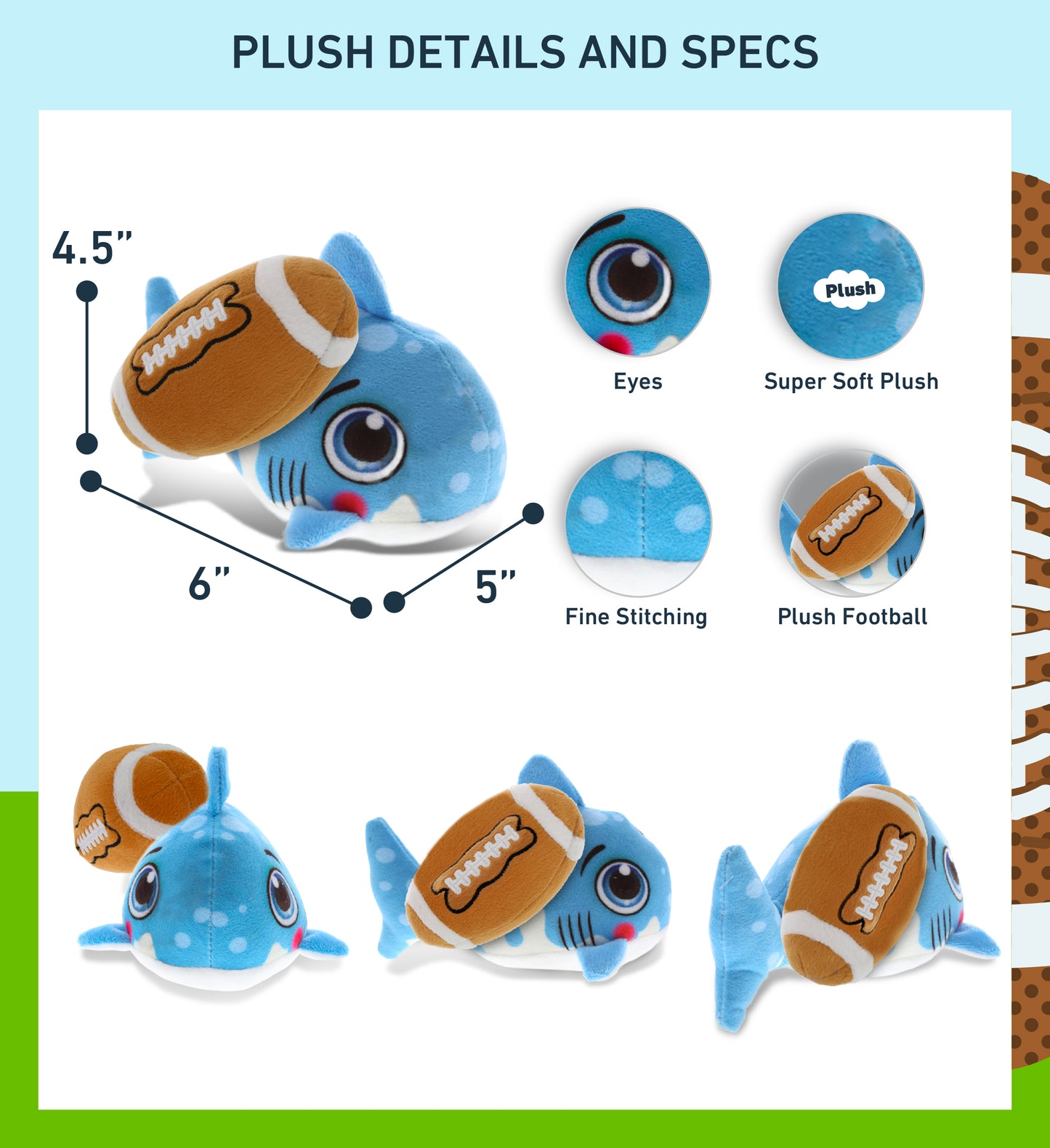 PLUSH BUDDIES - SHARK WITH FOOTBALL PLUSH
