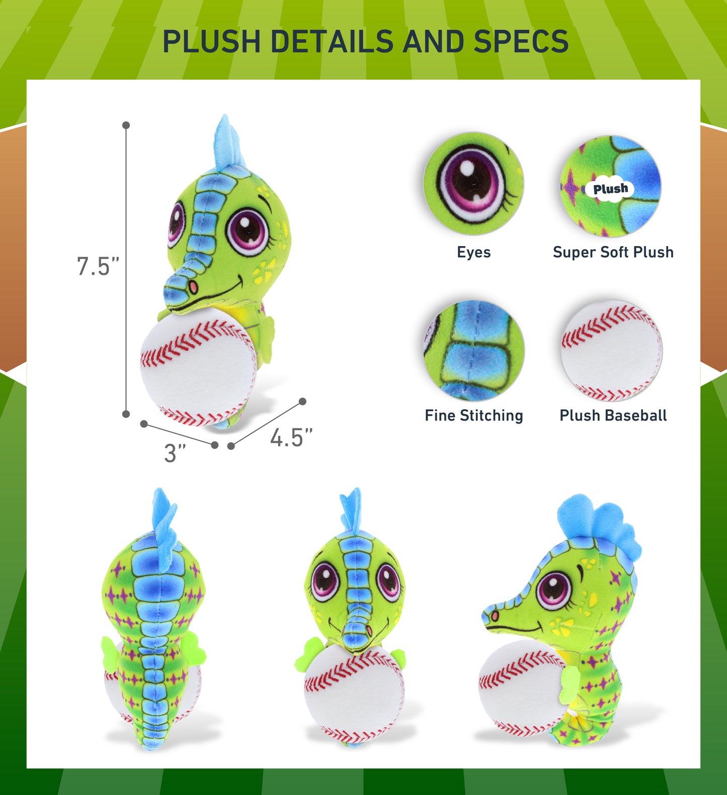 PLUSH BUDDIES - SEAHORSE WITH BASEBALL PLUSH