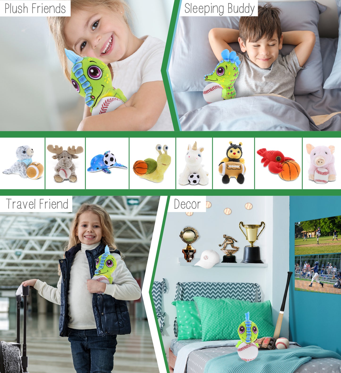 PLUSH BUDDIES - SEAHORSE WITH BASEBALL PLUSH