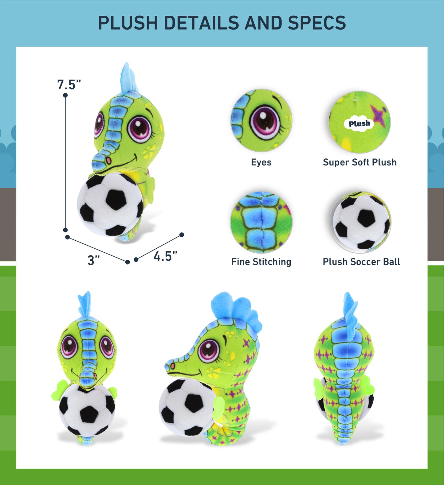 PLUSH BUDDIES - SEAHORSE WITH SOCCER PLUSH