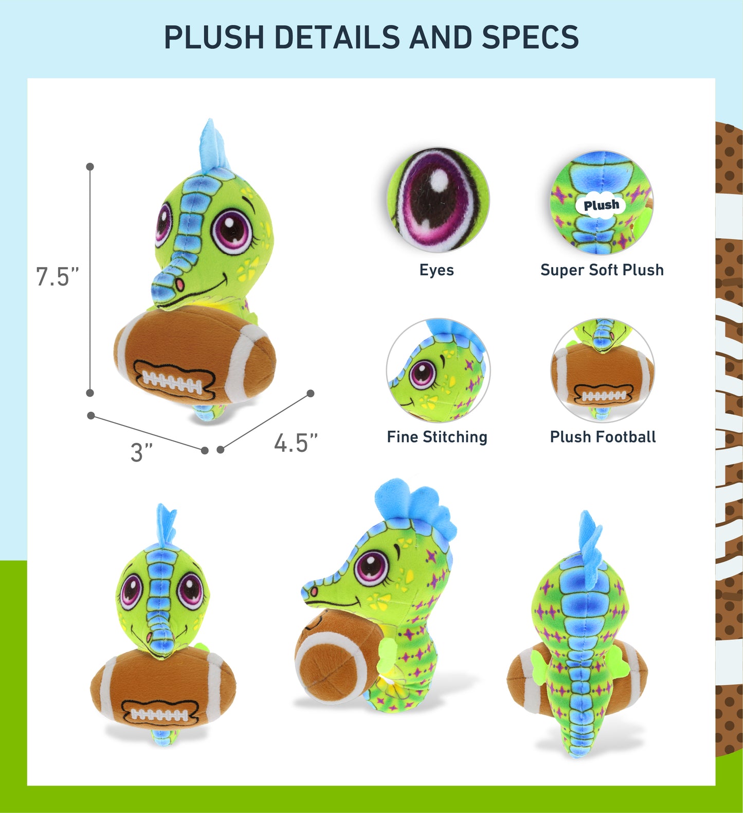 PLUSH BUDDIES - SEAHORSE WITH FOOTBALL PLUSH