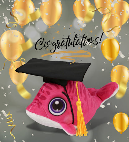DolliBu Plush Buddies Dolphin Graduation Toy with Cap with Tassel - 6 Inches