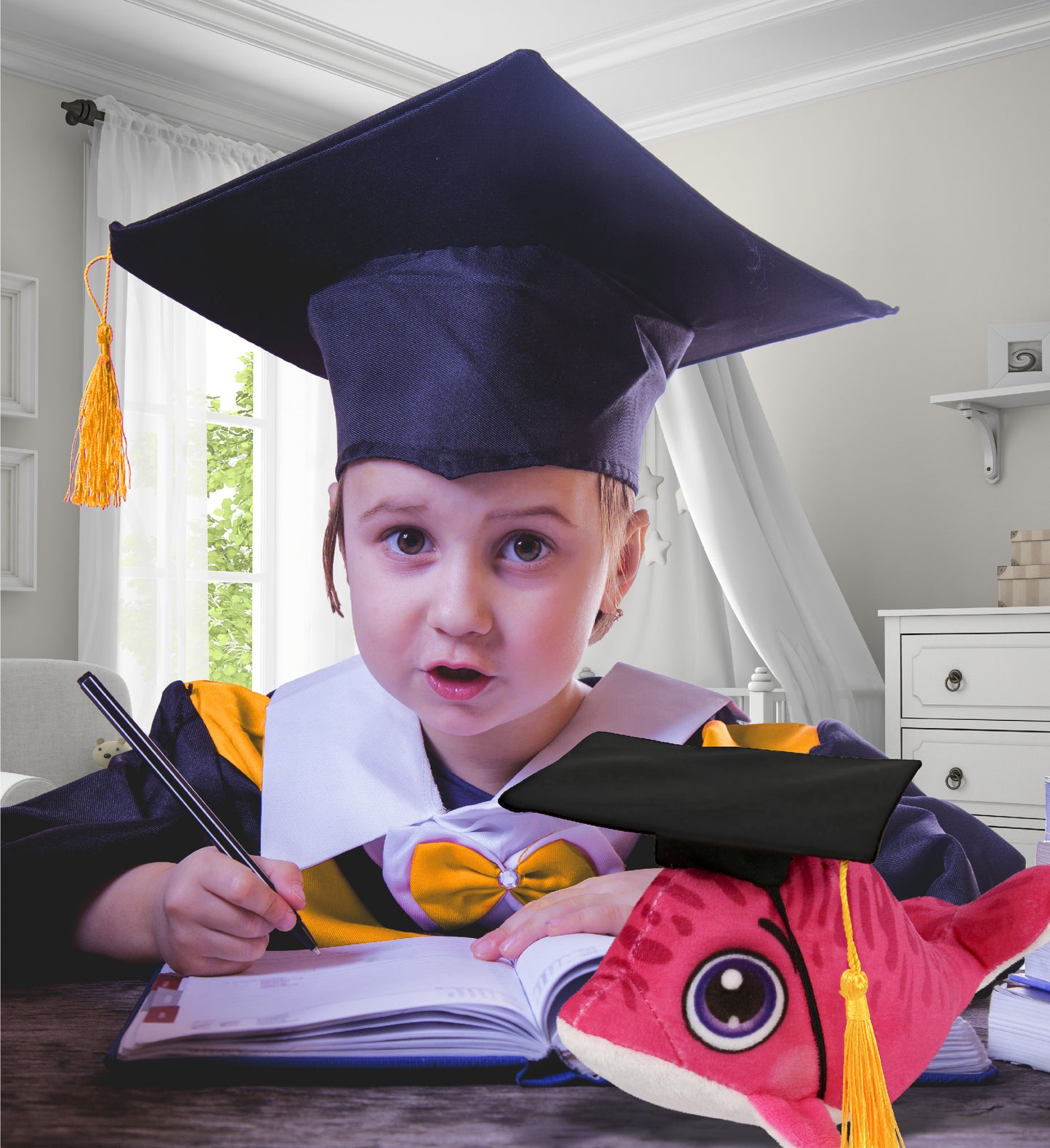 DolliBu Plush Buddies Dolphin Graduation Toy with Cap with Tassel - 6 Inches